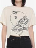 Mushroom Butterfly Girls Crop T-Shirt, CREAM, hi-res