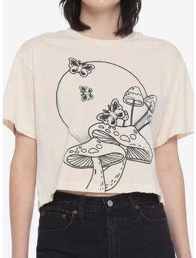 Mushroom Butterfly Girls Crop T-Shirt, , hi-res