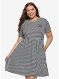Stripe Rainbow Ringer Dress Plus Size, BLACK WHITE STRIPE, hi-res