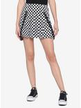 Silver Grommet Pleated Checkered Suspender Skirt, CHECKERED, hi-res