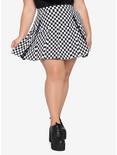 Silver Grommet Pleated Checkered Suspender Skirt Plus Size, MULTI, hi-res