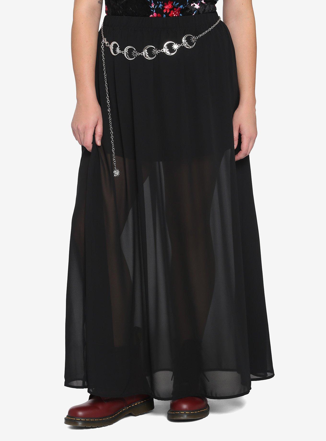 Moon Belt Black Maxi Skirt Plus Size