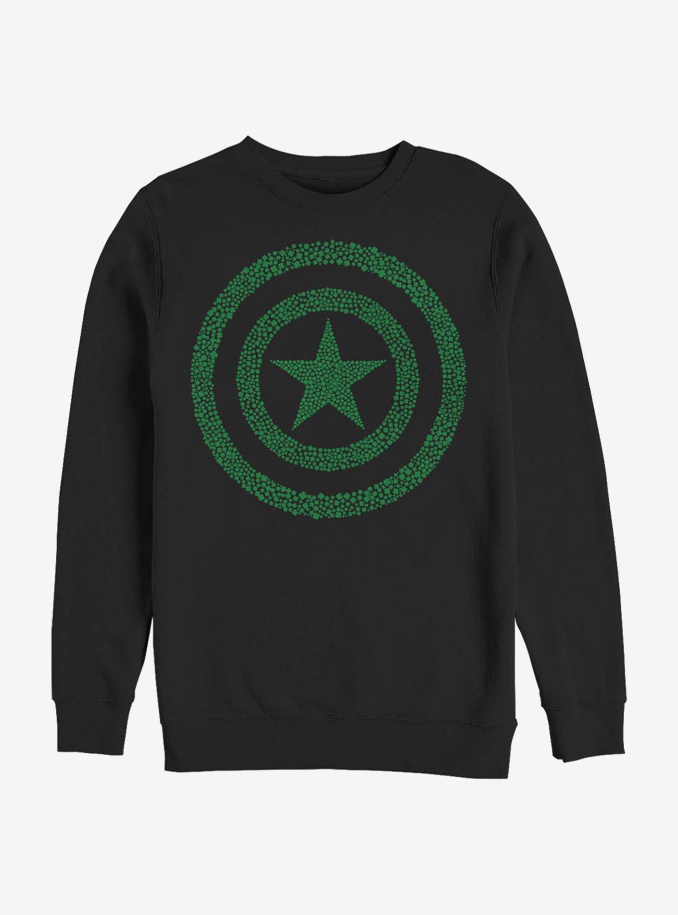 Marvel Captain America Clover Shield Crew Sweatshirt, BLACK, hi-res