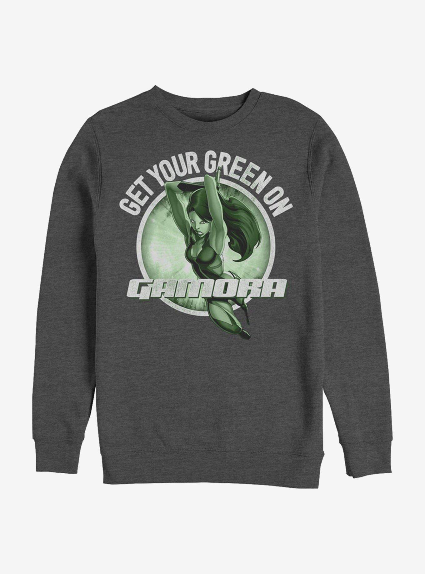 Marvel The Guardians Of The Galaxy Gamora Green Crew Sweatshirt, CHAR HTR, hi-res