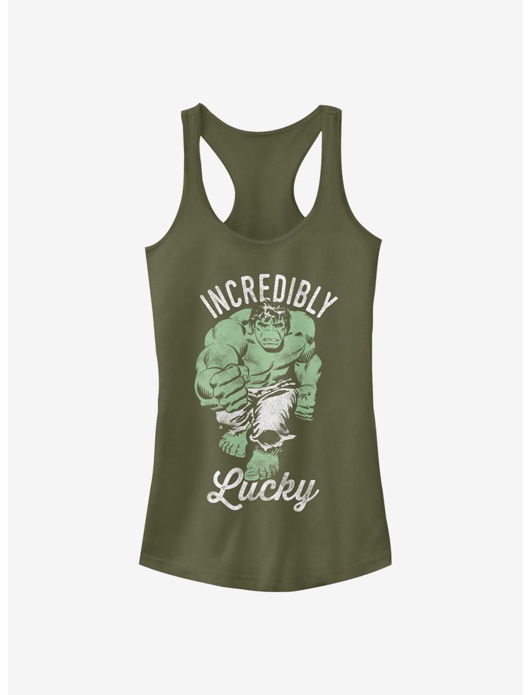 Marvel The Hulk Incredibly Lucky Girls Tank, MIL GRN, hi-res