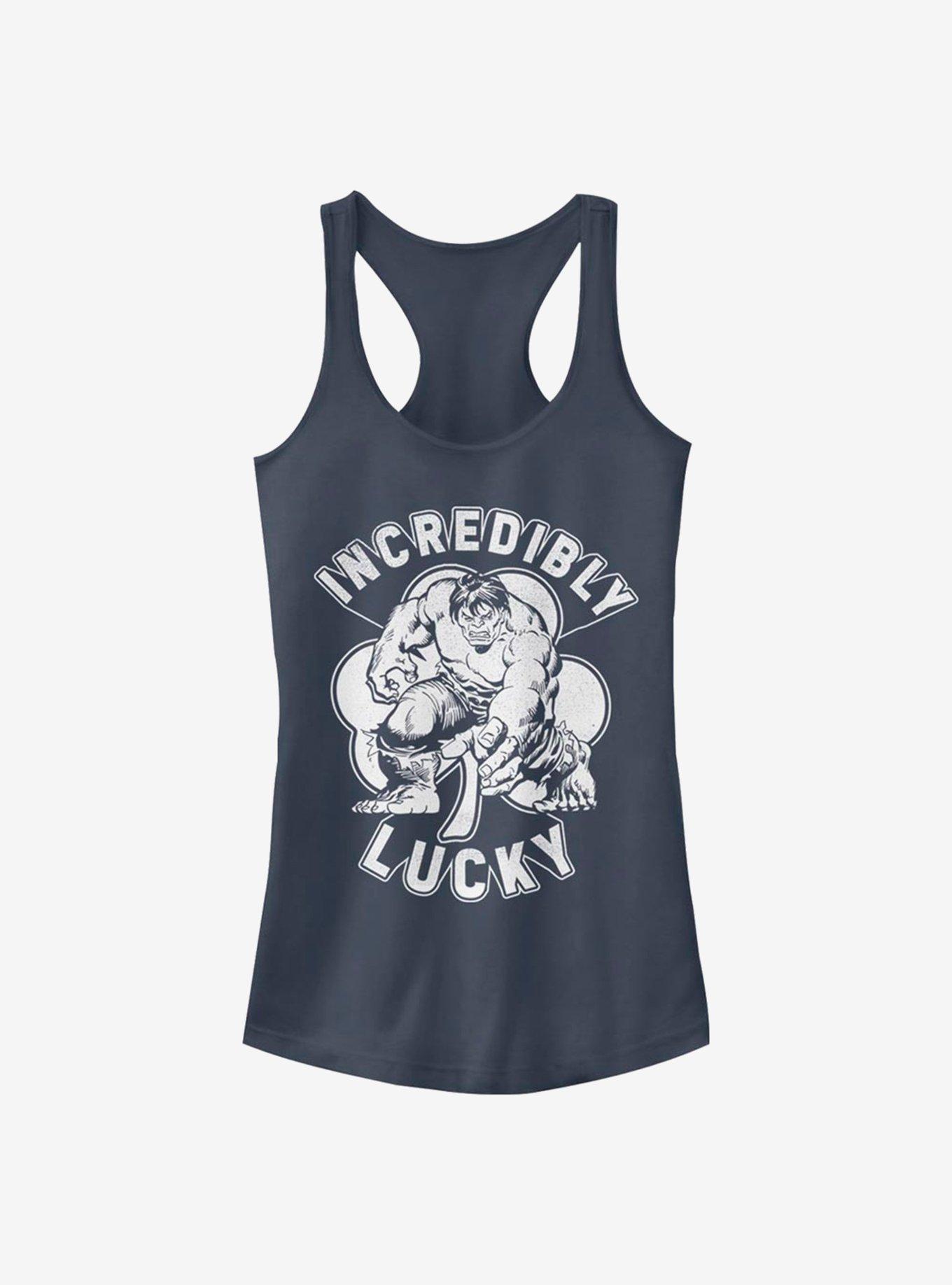 Marvel The Hulk Incredibly Lucky Clover Girls Tank, INDIGO, hi-res