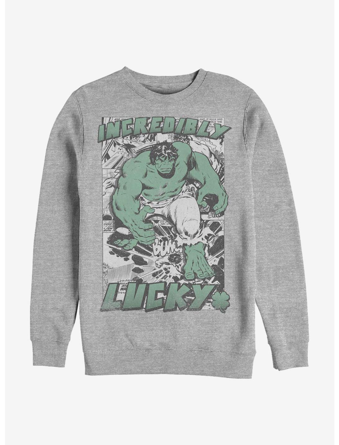 Marvel The Hulk Incredibly Lucky Crew Sweatshirt, ATH HTR, hi-res