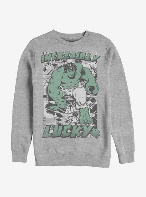 Marvel The Hulk Incredibly Lucky Crew Sweatshirt - GREY | Hot Topic