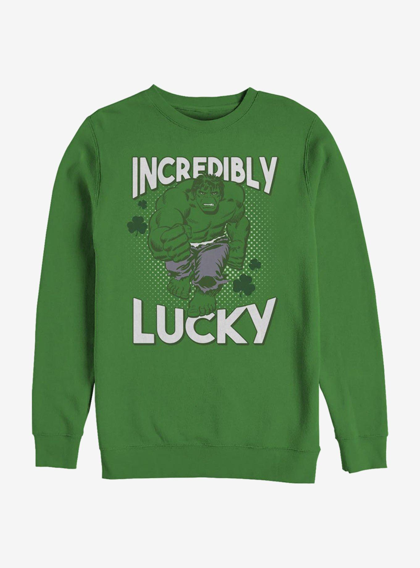 Marvel The Hulk Incredibly Lucky Crew Sweatshirt, KELLY, hi-res