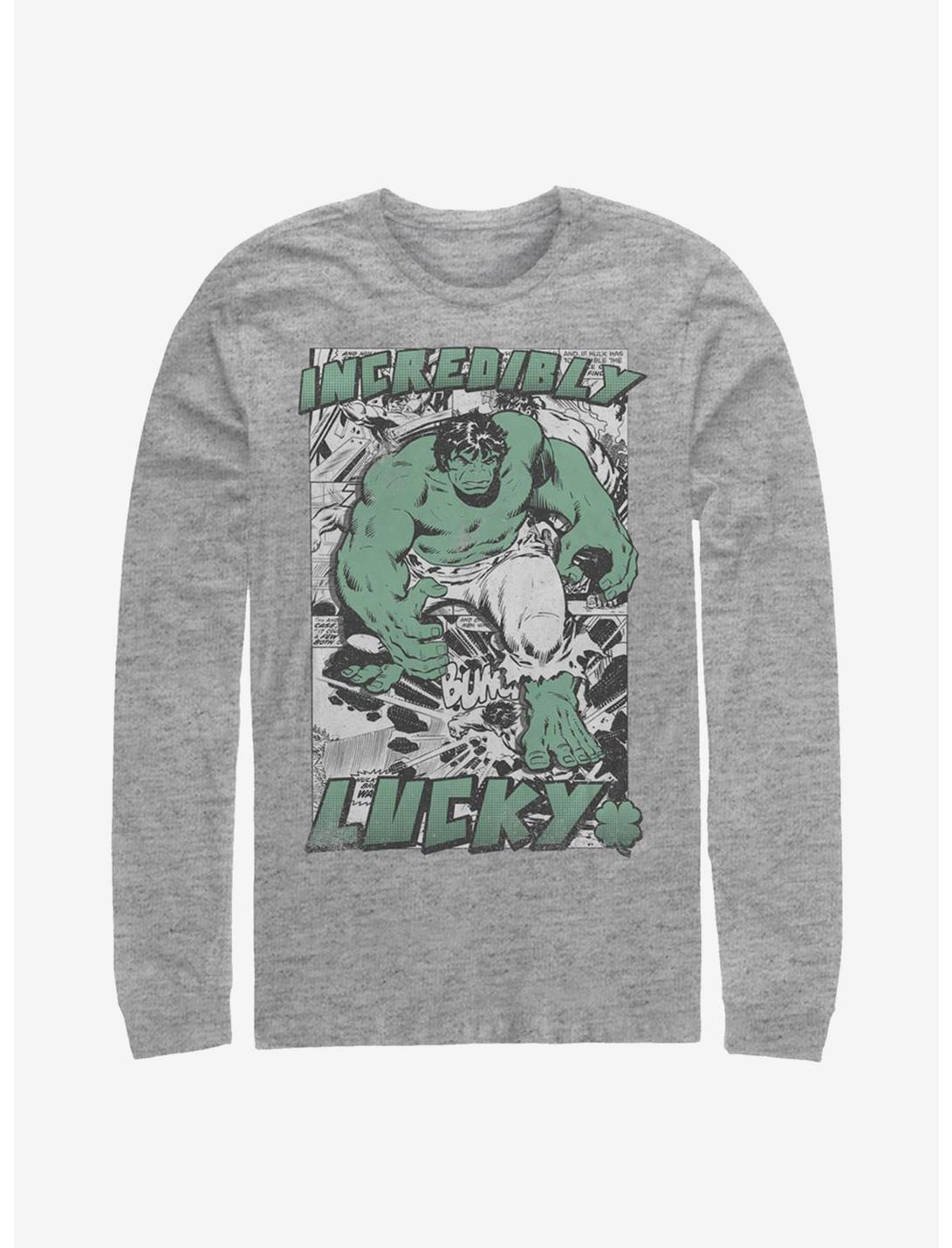 Marvel The Hulk Incredibly Lucky Long-Sleeve T-Shirt, ATH HTR, hi-res