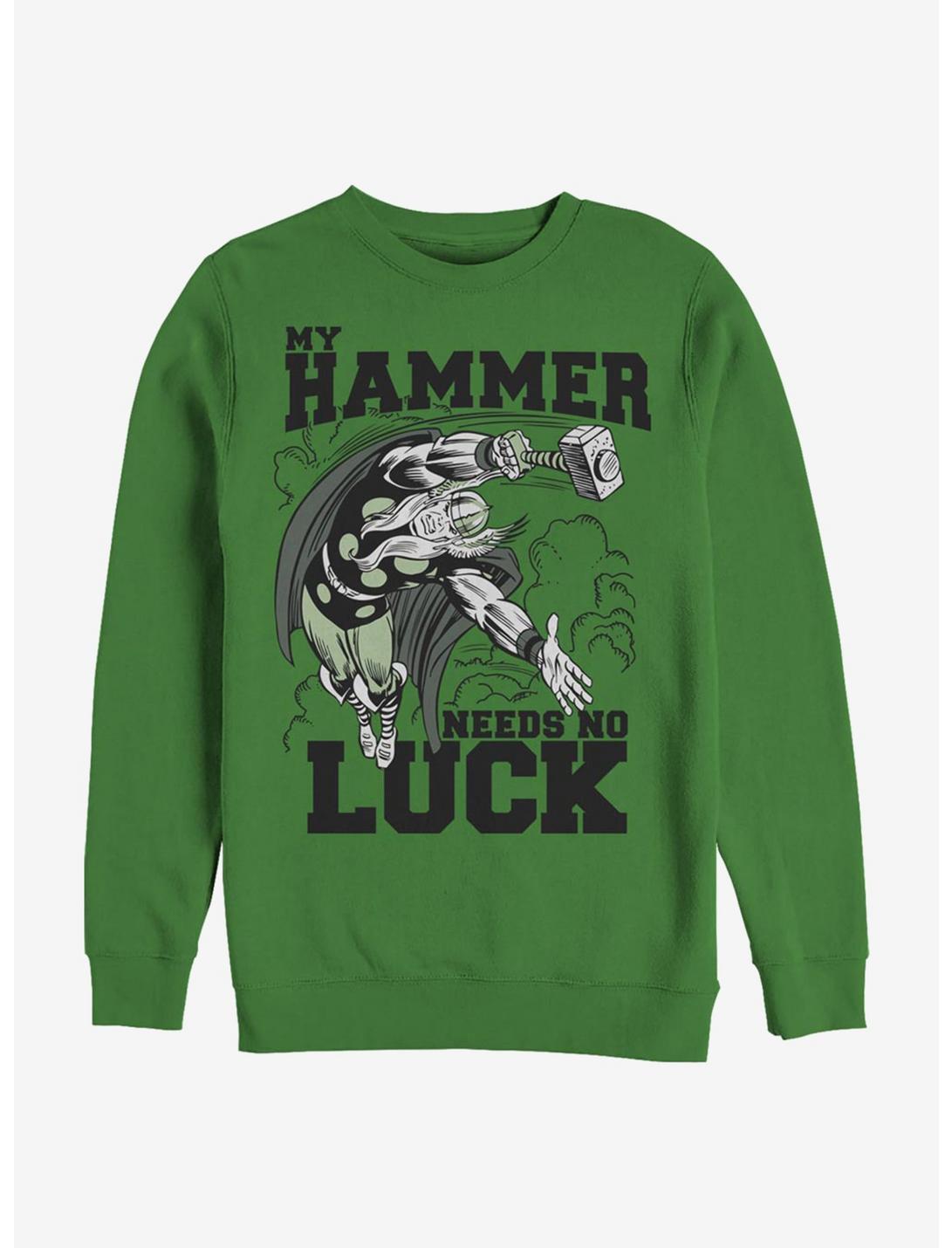 Marvel Thor Hammer Luck Crew Sweatshirt, KELLY, hi-res