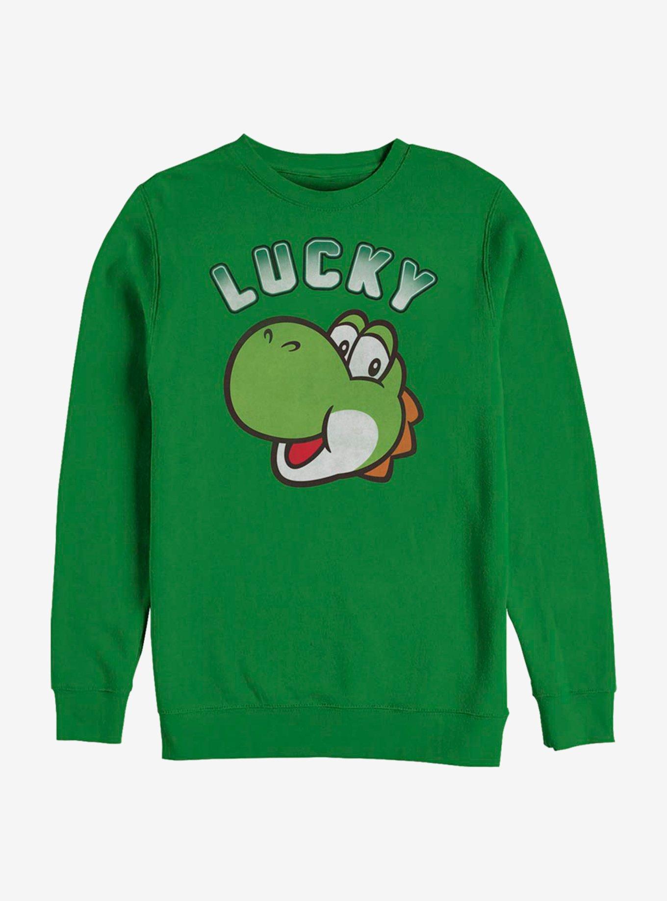 Nintendo Super Mario Lucky Yoshi Sweatshirt GREEN Hot Topic