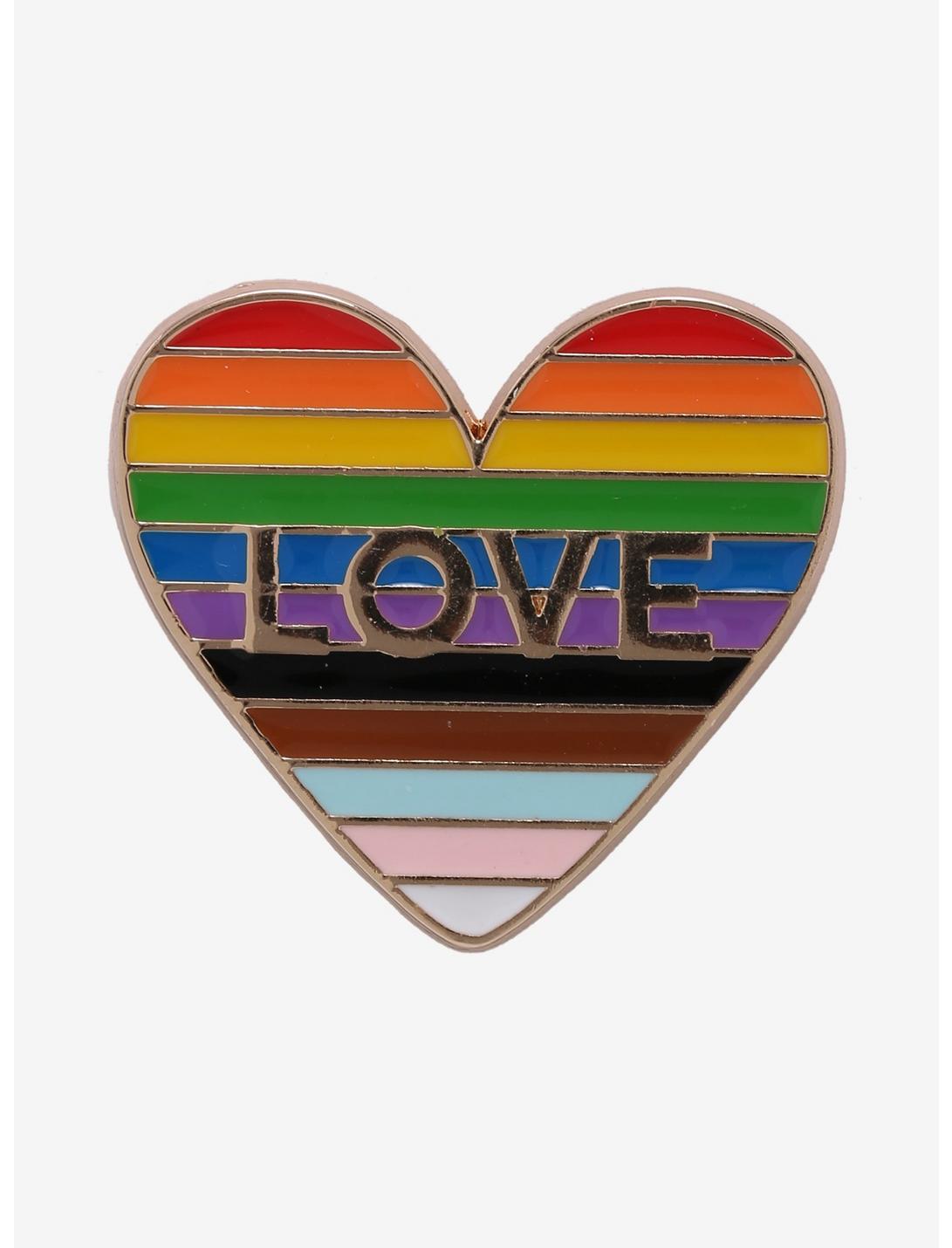 Pride Rainbow Heart Enamel Pin, , hi-res
