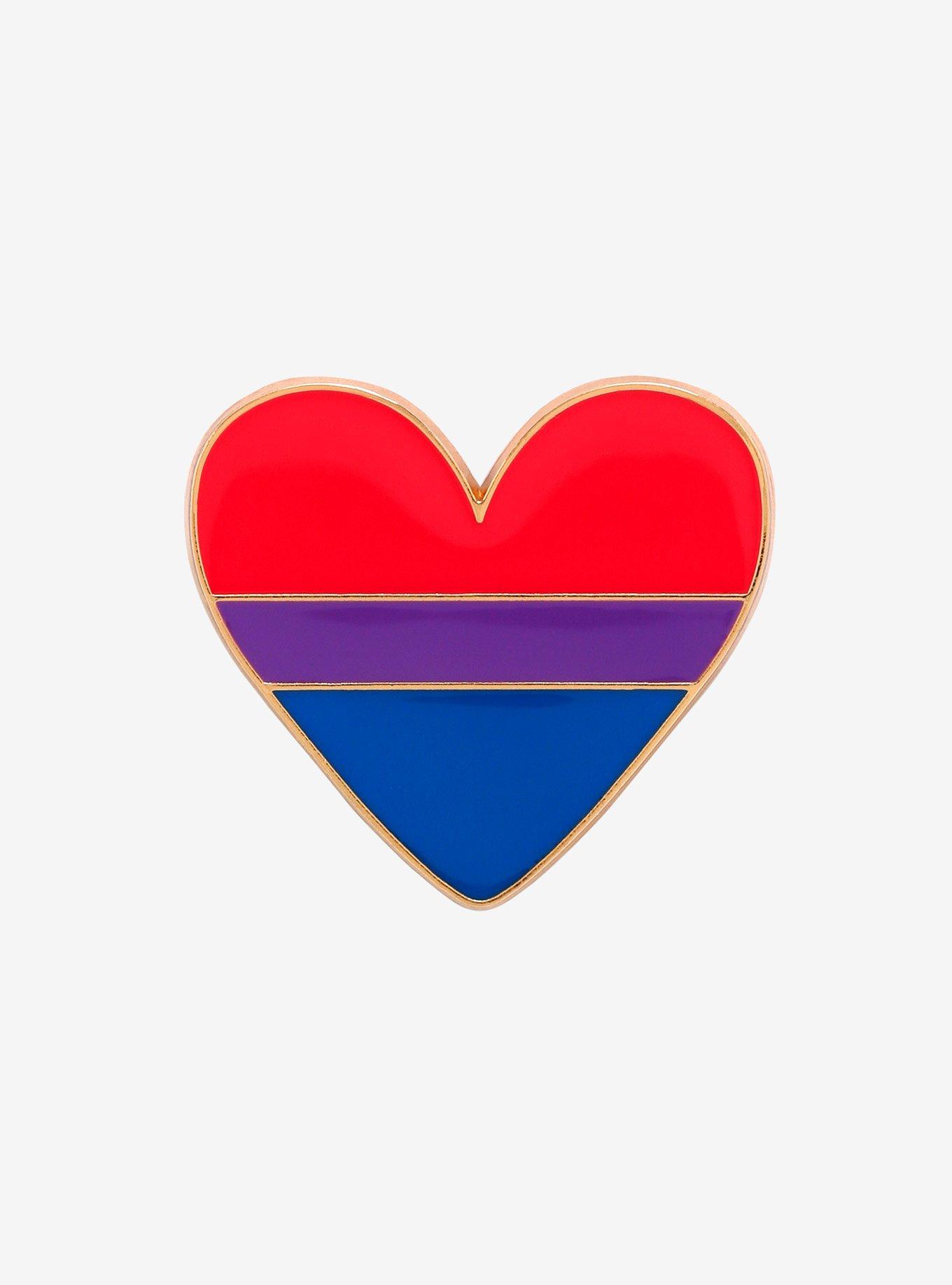 Bisexual Pride Heart Enamel Pin, , hi-res