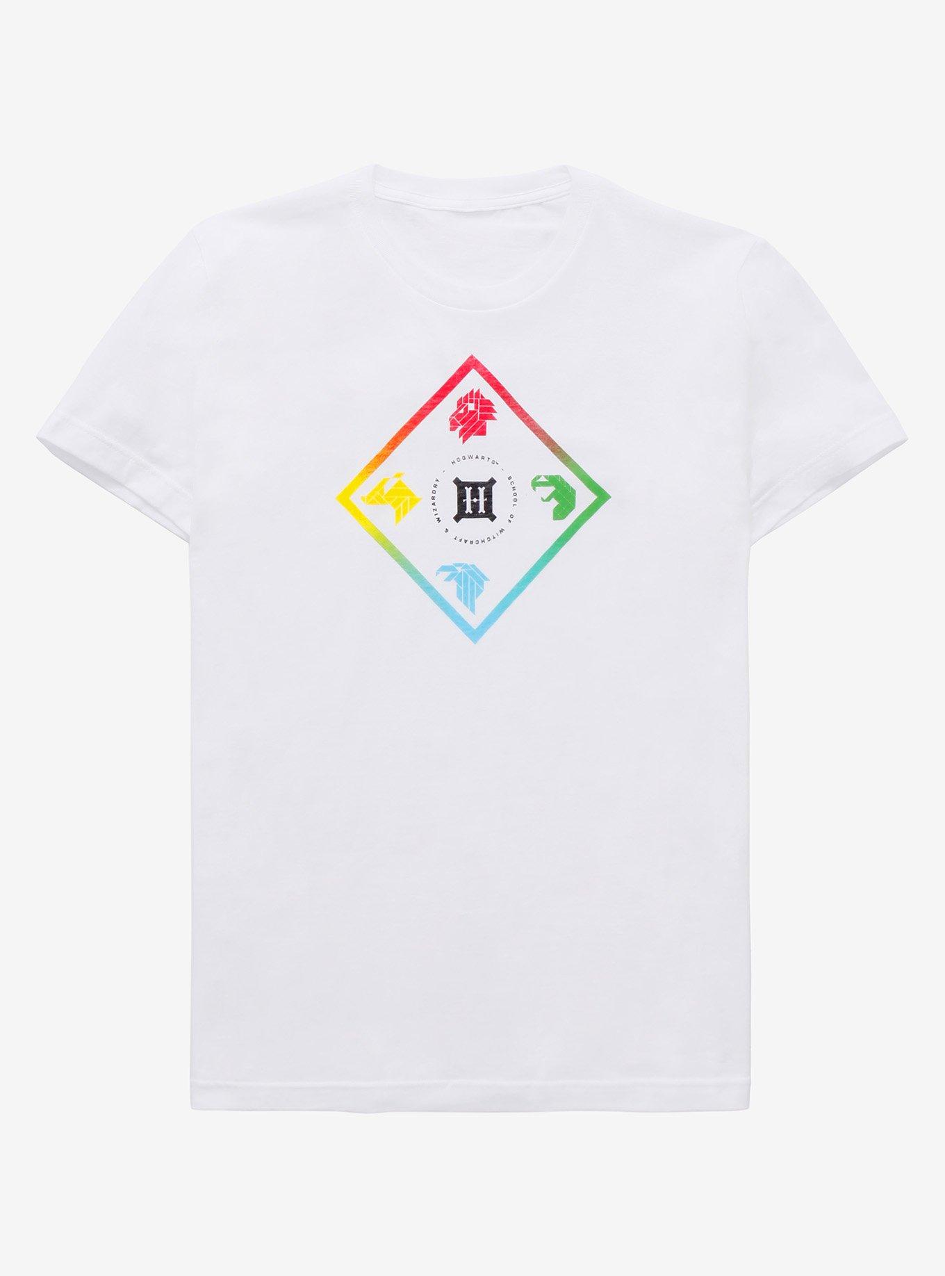 Harry Potter Geometric House Crests T-Shirt - BoxLunch Exclusive, OFF WHITE, hi-res