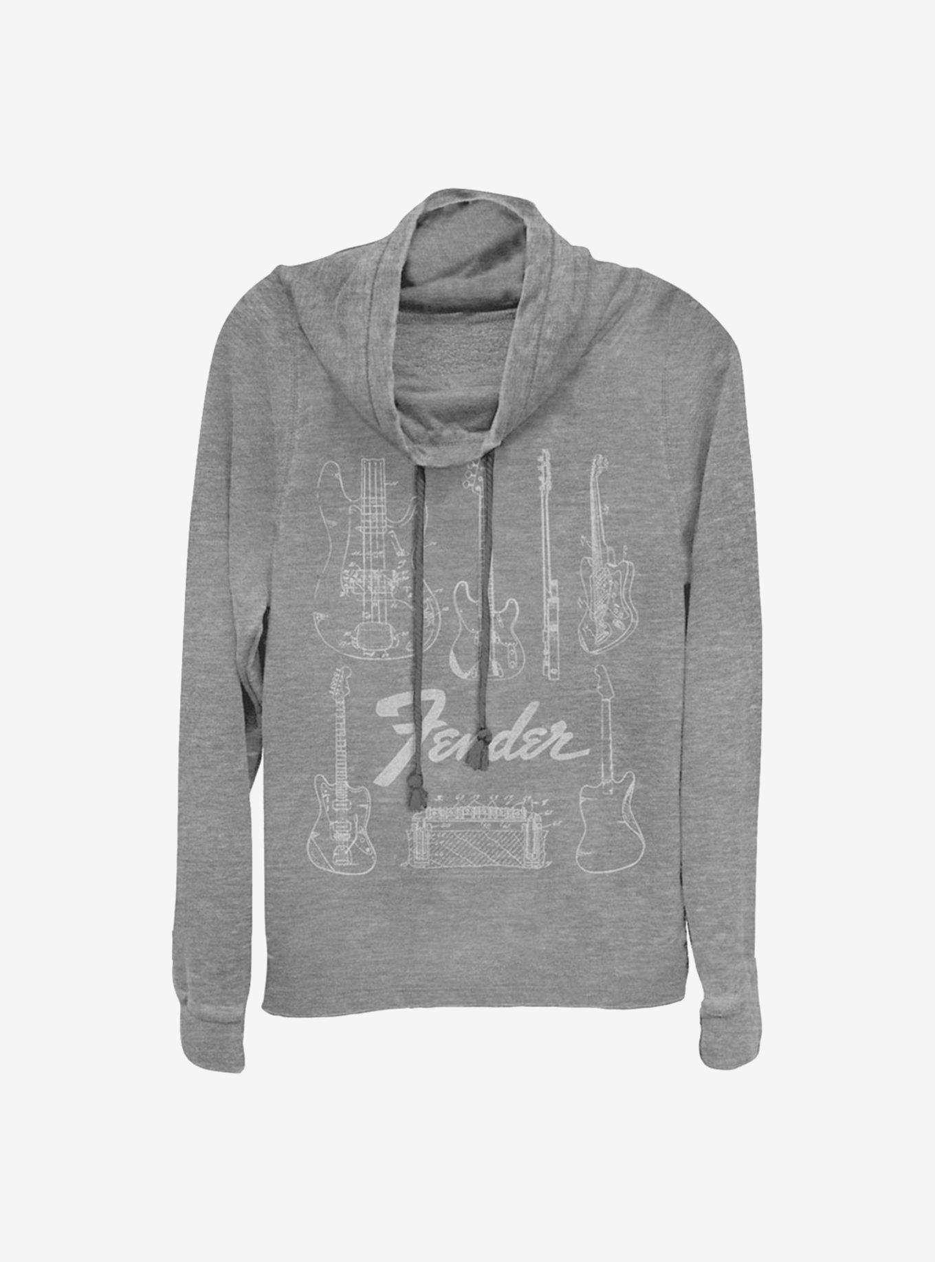 Fender Chart Cowlneck Long-Sleeve Girls Top, GRAY HTR, hi-res