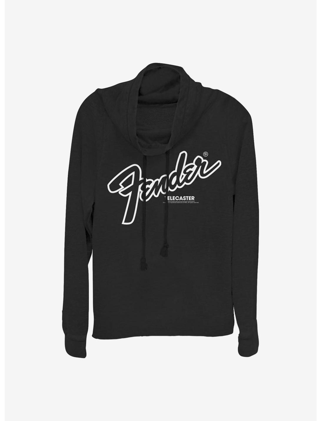 Fender Logo Cowlneck Long-Sleeve Girls Top, BLACK, hi-res
