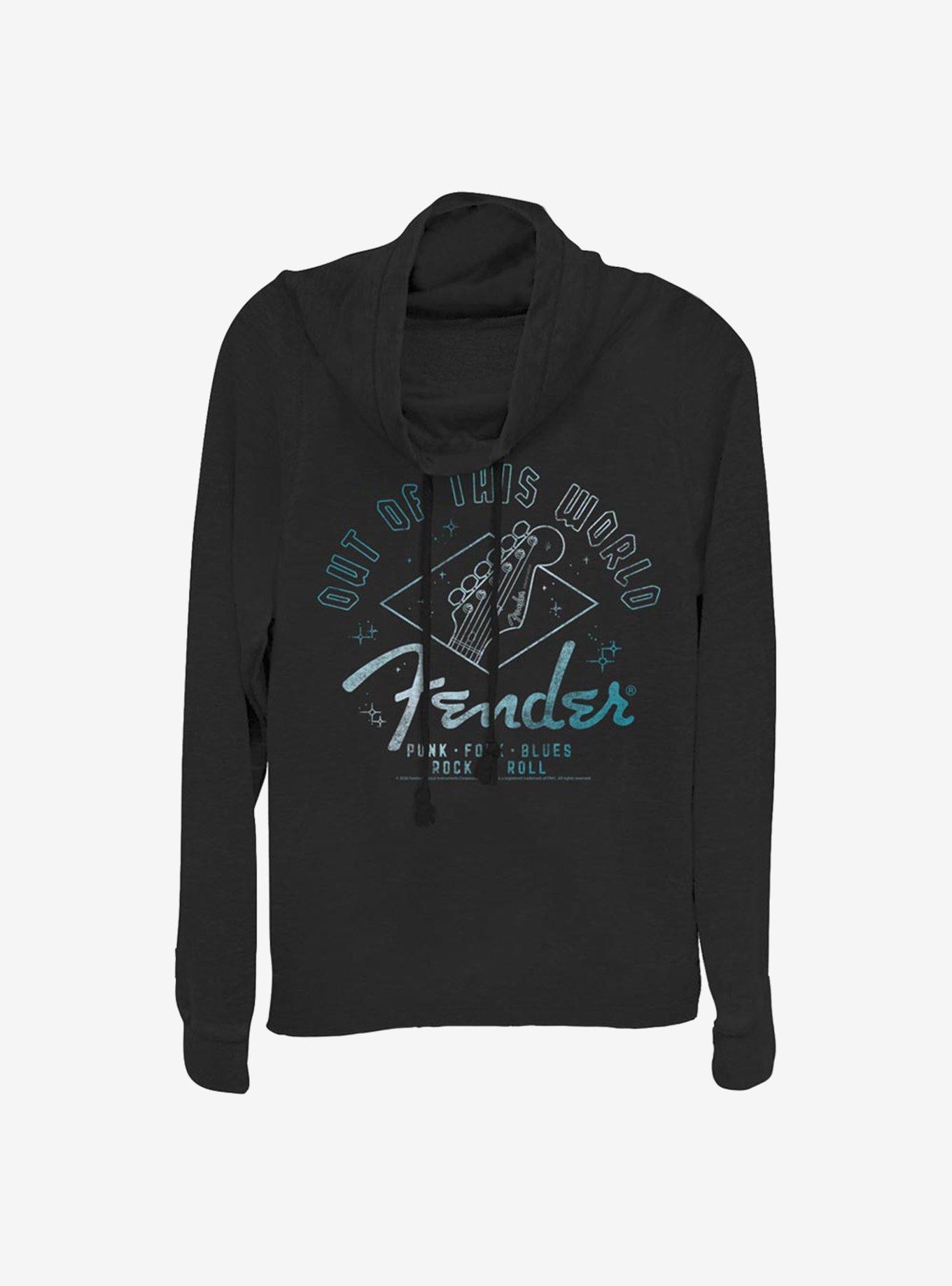 Fender Out Of This World Cowlneck Long-Sleeve Girls Top, BLACK, hi-res