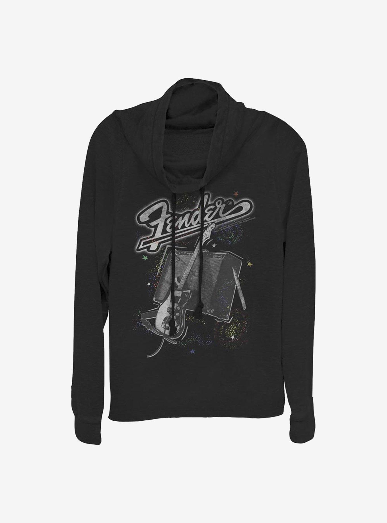 Fender Space Fender Cowlneck Long-Sleeve Girls Top, BLACK, hi-res