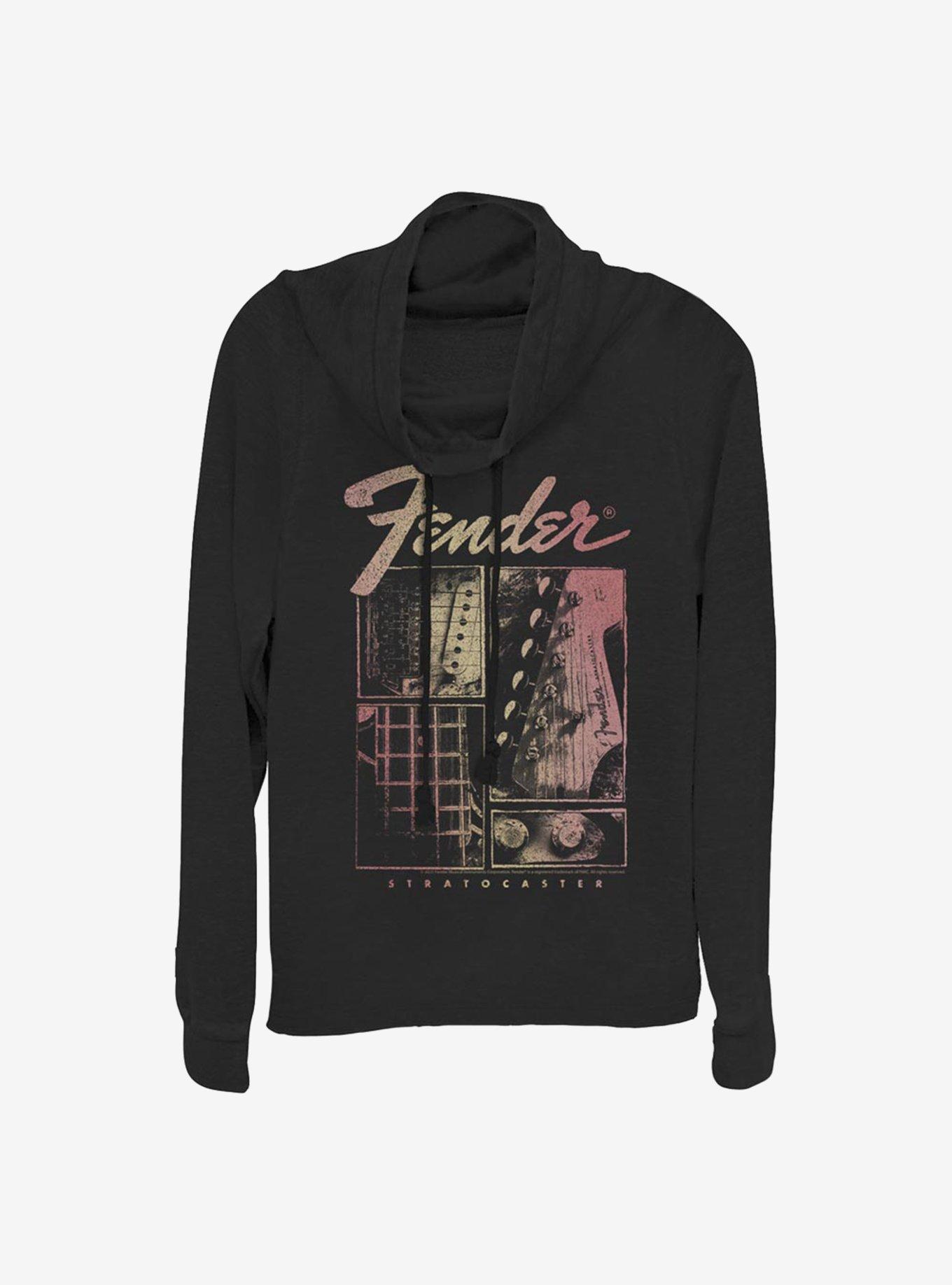 Fender Strat Box Cowlneck Long-Sleeve Girls Top, BLACK, hi-res