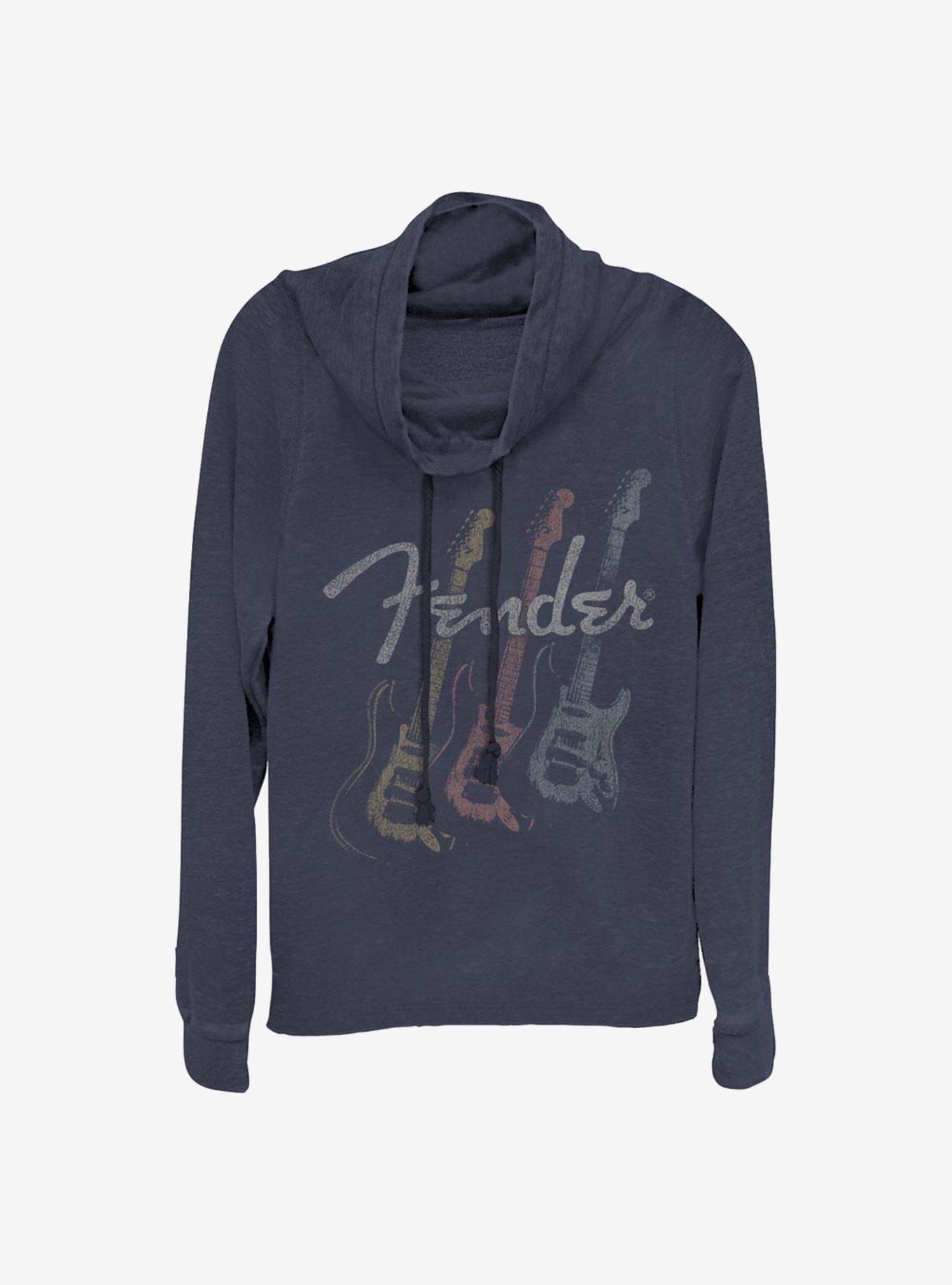 Fender Triple Fret Cowlneck Long-Sleeve Girls Top, NAVY, hi-res
