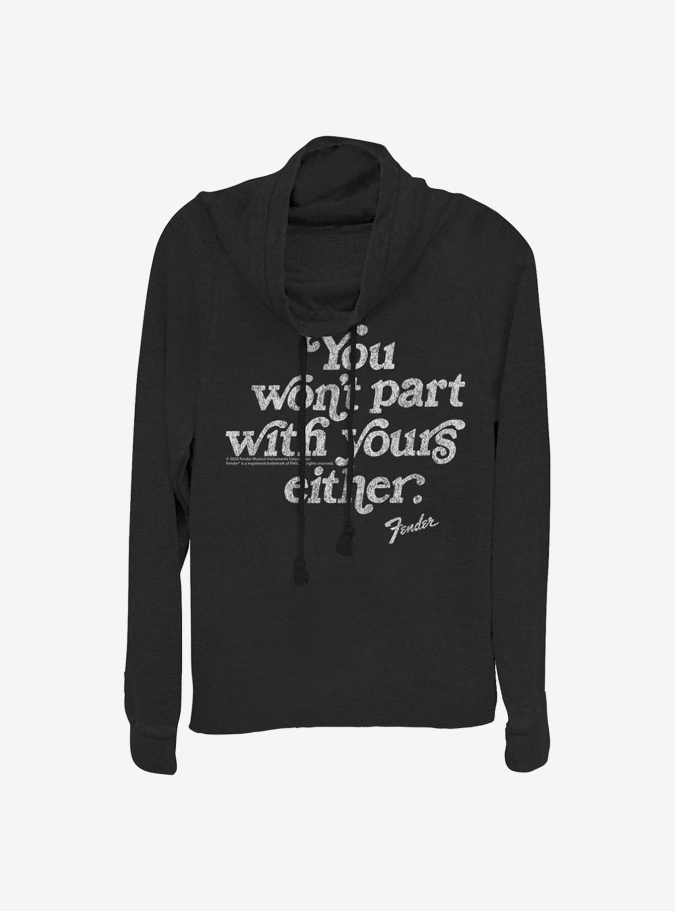 Fender Vintage Quote Cowlneck Long-Sleeve Girls Top, BLACK, hi-res