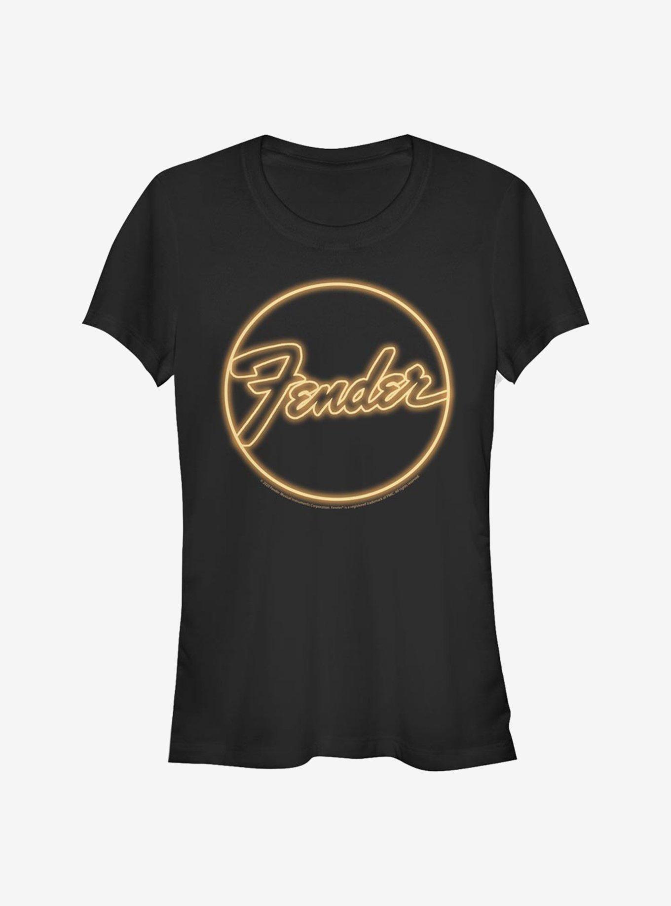 Fender Neon Sign Logo Girls T-Shirt, BLACK, hi-res