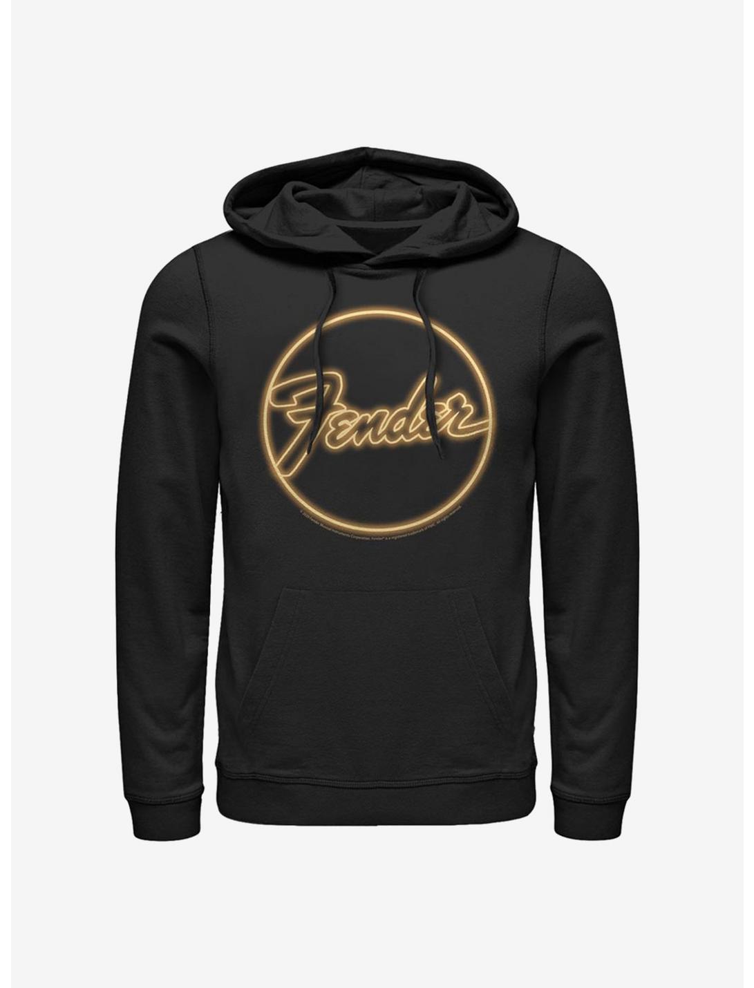 Fender Neon Sign Logo Hoodie, BLACK, hi-res
