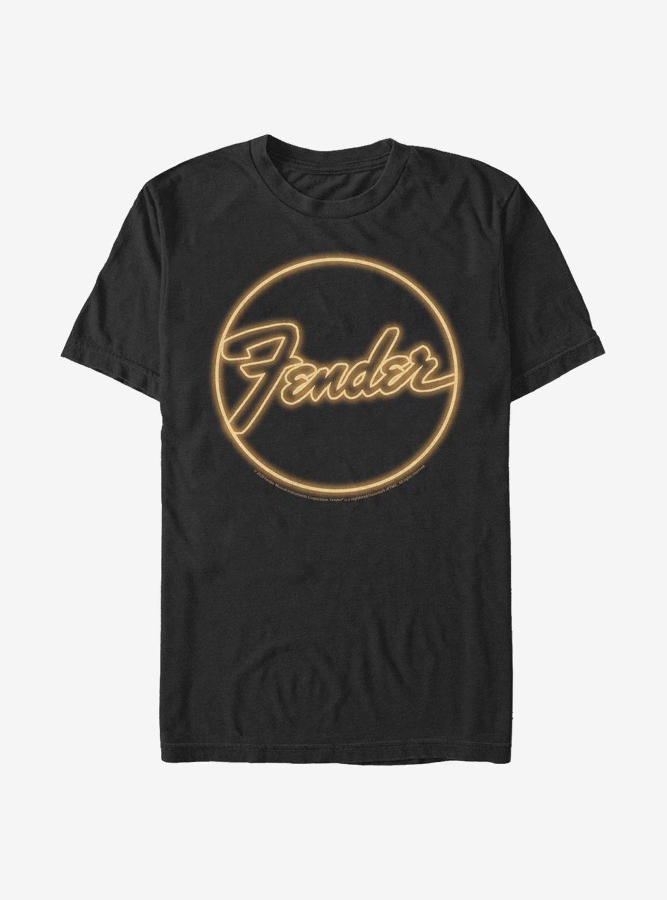Fender Neon Sign Logo T-Shirt, BLACK, hi-res