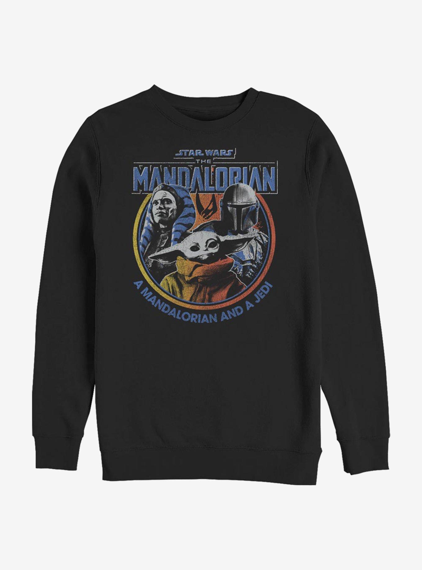 Star Wars The Mandalorian Retro Bright Crew Sweatshirt, BLACK, hi-res