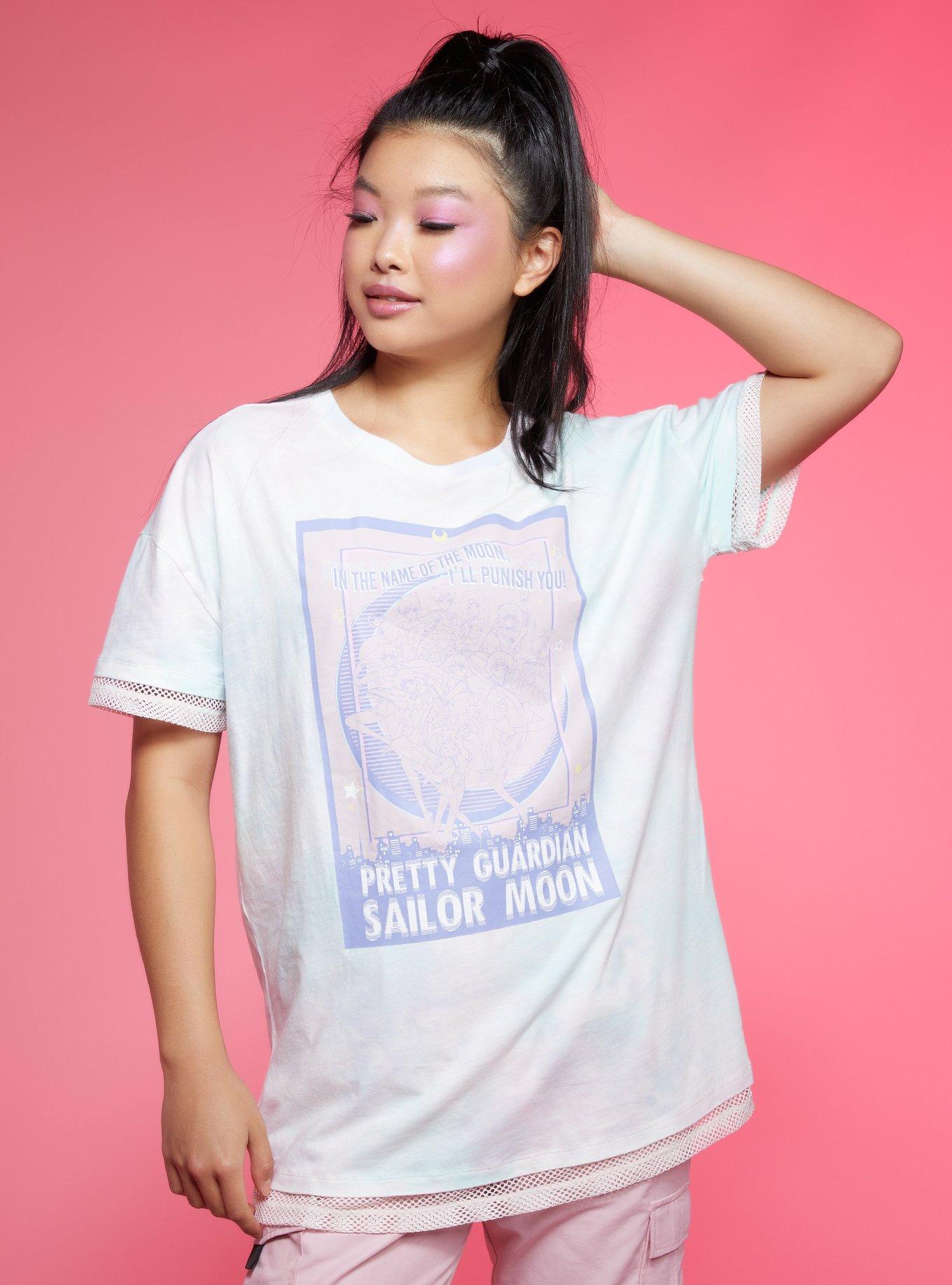 Sailor Moon Pretty Guardian Pastel Mesh Hem Oversized T-Shirt, MULTI, hi-res