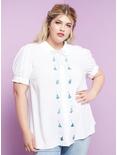 Disney Alice In Wonderland Embroidered Button-Up Top Plus Size, MULTI, hi-res