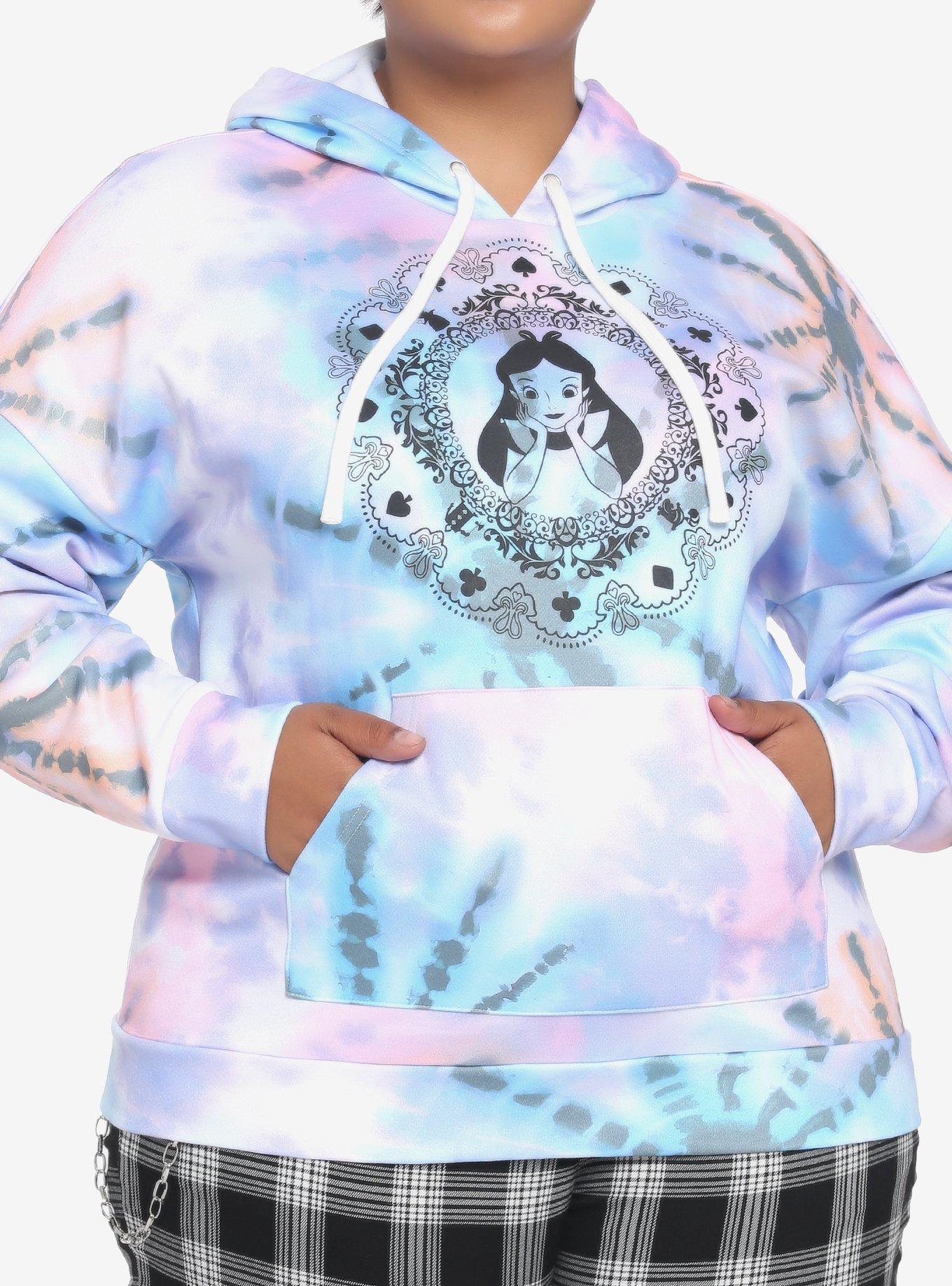 Disney Alice In Wonderland Tie-Dye Lace-Up Hoodie Plus Size, MULTI, hi-res