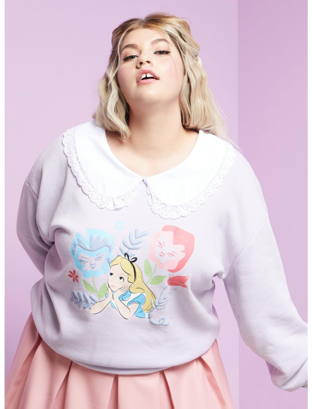 Disney Alice In Wonderland Lace Collar Sweater Plus Size, MULTI, hi-res