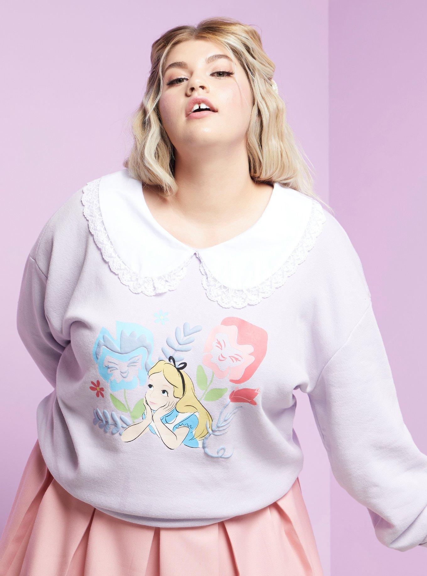 Disney Alice In Wonderland Lace Collar Sweater Plus Size, MULTI, hi-res