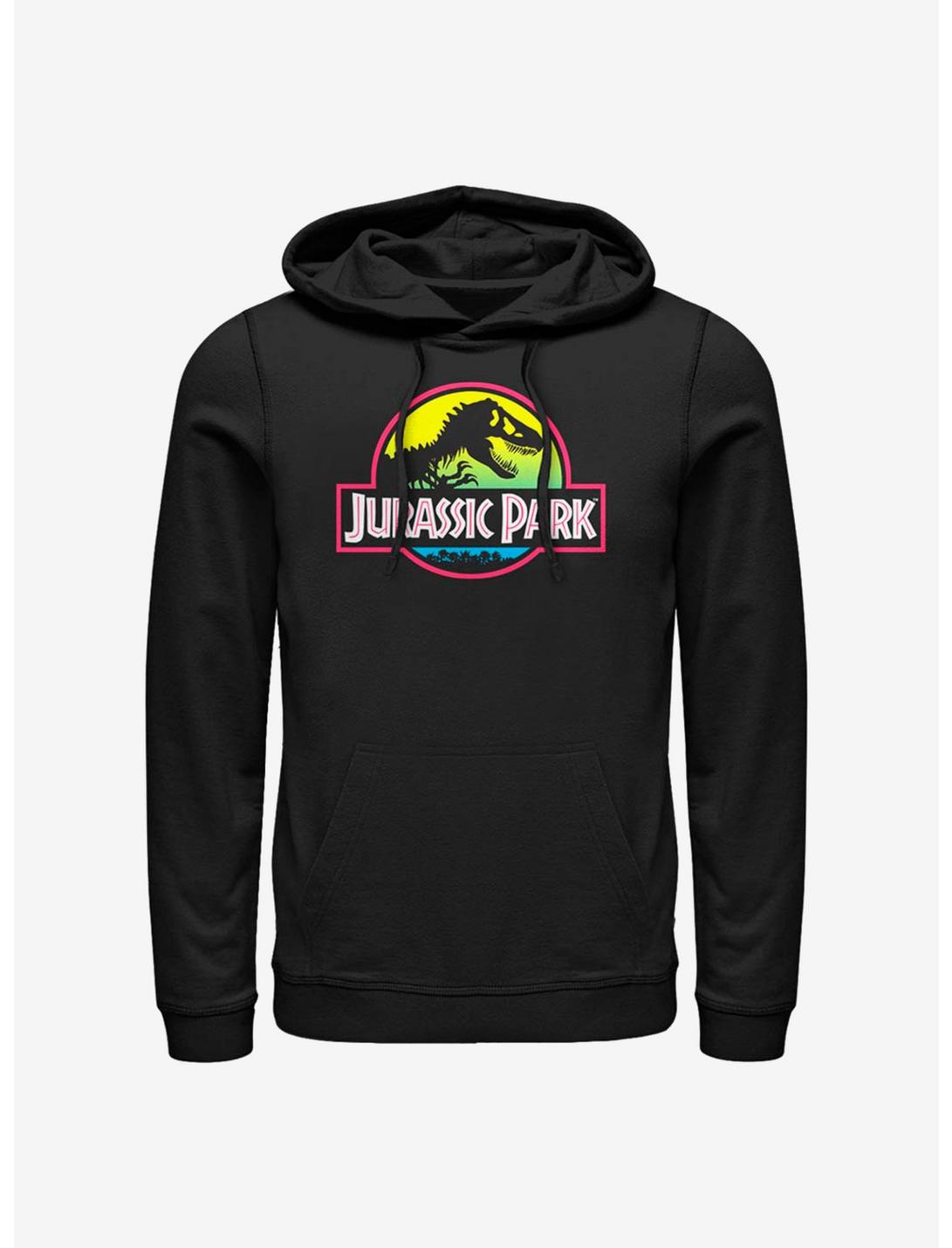Jurassic Park Neon Logo Hoodie, BLACK, hi-res