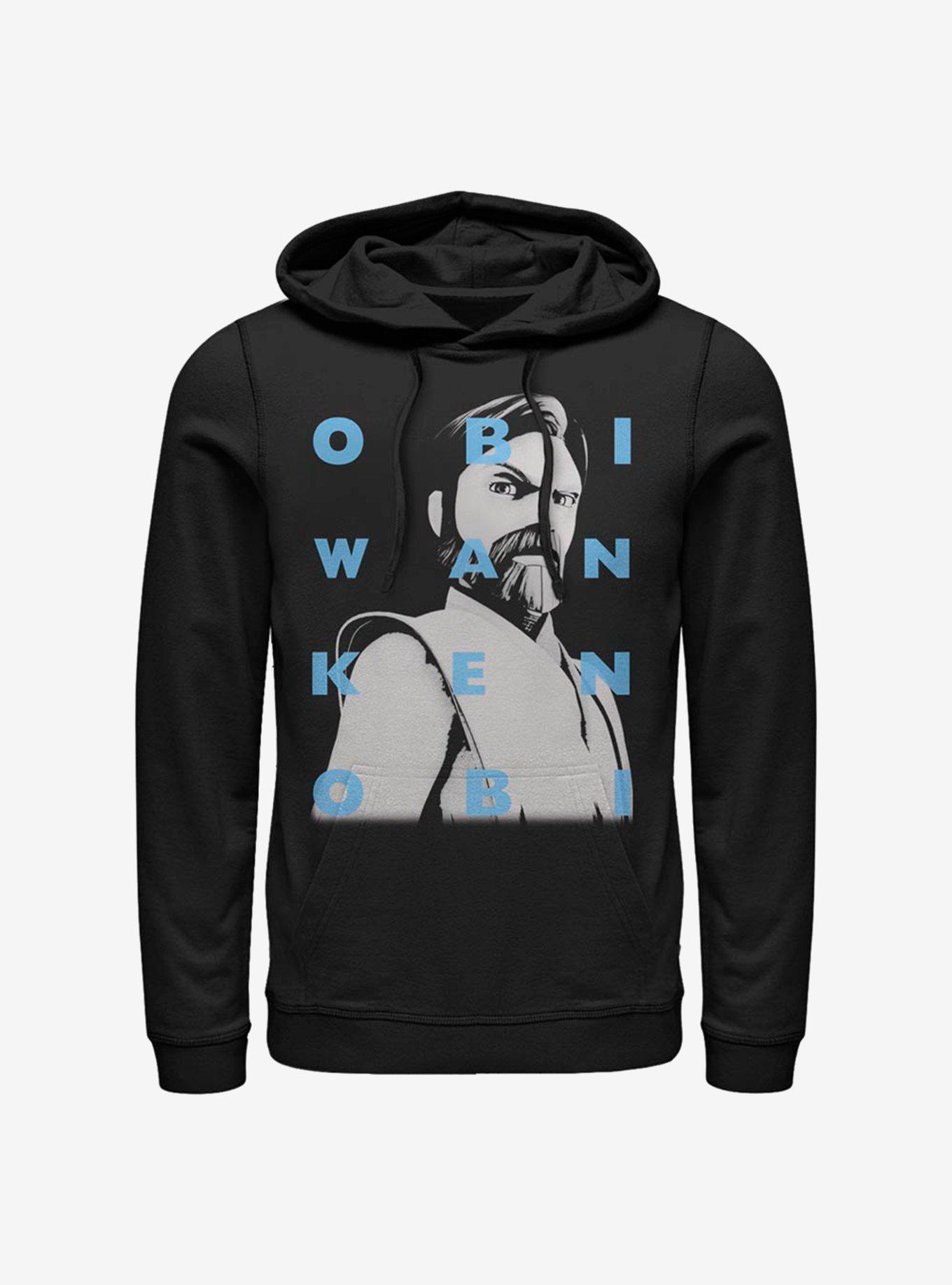 Star Wars: The Clone Wars Obi-Wan Text Hoodie, BLACK, hi-res