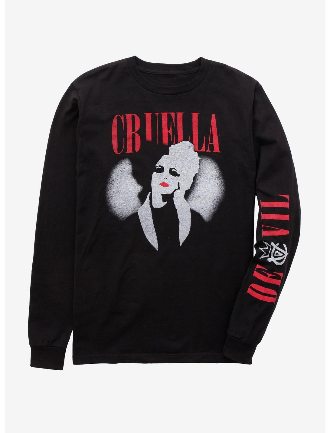Disney Cruella Portrait Long Sleeve T-Shirt - BoxLunch Exclusive, BLACK, hi-res