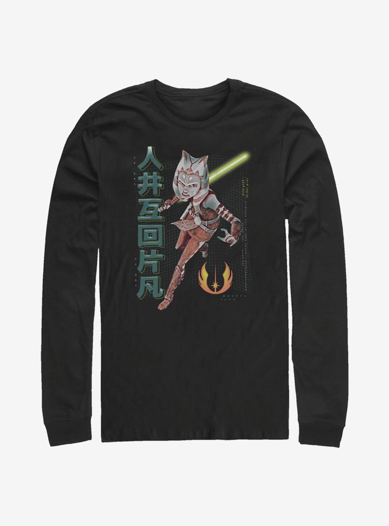 Star Wars: The Clone Wars Ahsoka Japanese Text Long-Sleeve T-Shirt, BLACK, hi-res