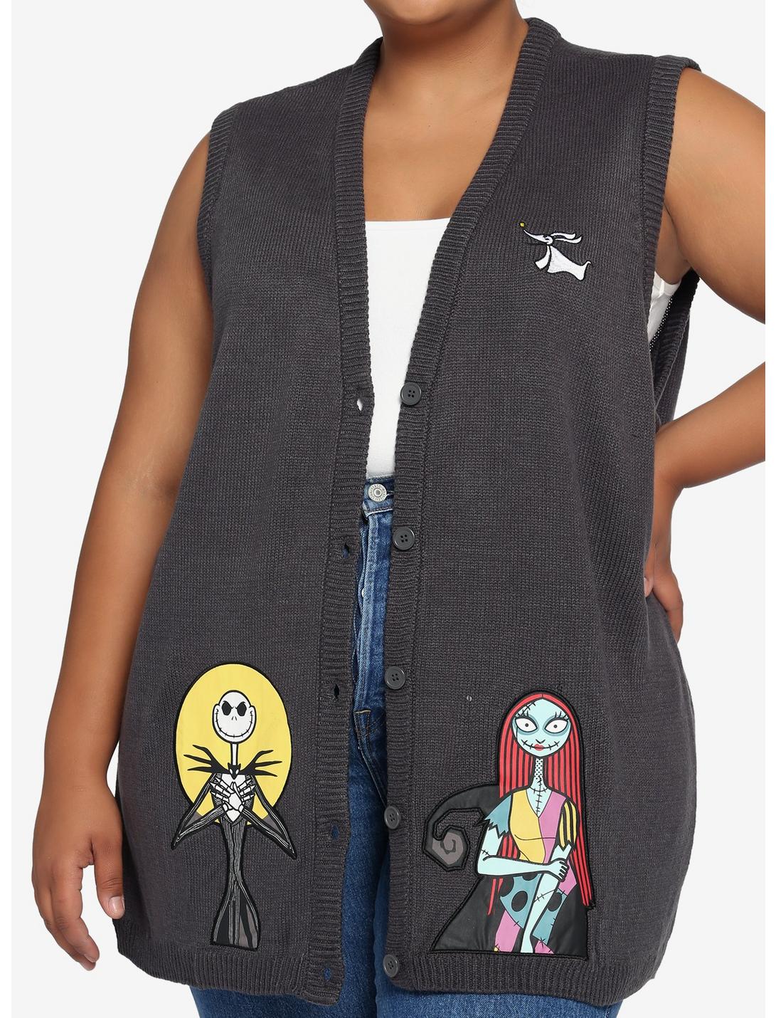 The Nightmare Before Christmas Jack & Sally Applique Sweater Vest Plus Size, MULTI, hi-res