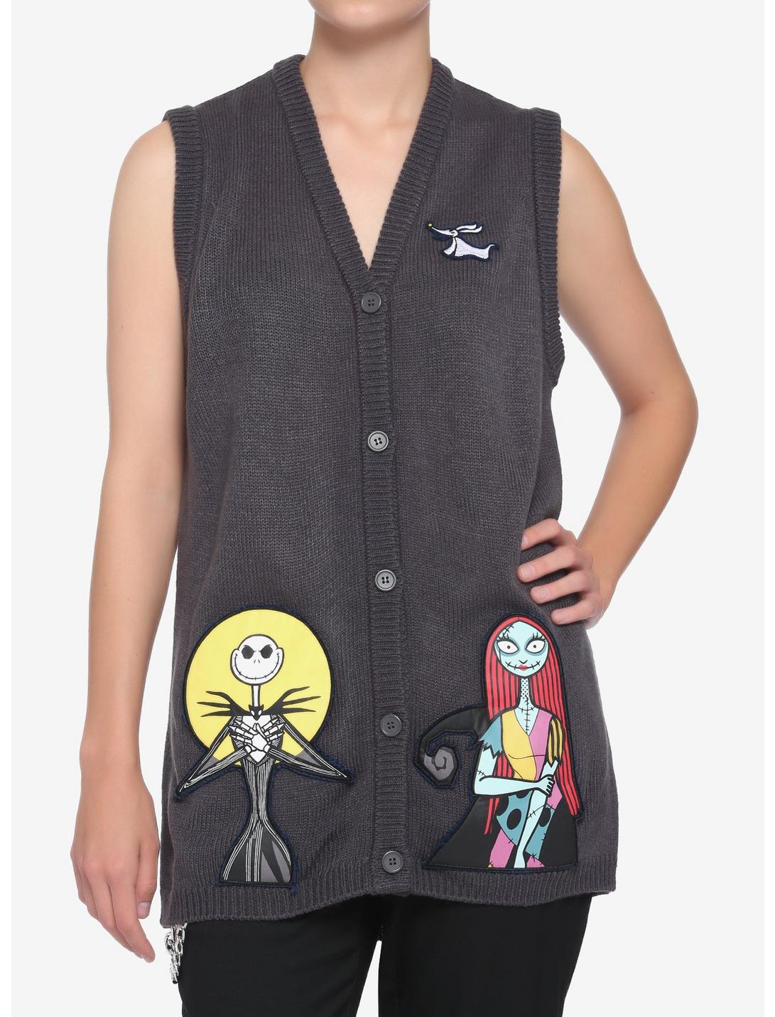 The Nightmare Before Christmas Jack & Sally Applique Sweater Vest, MULTI, hi-res
