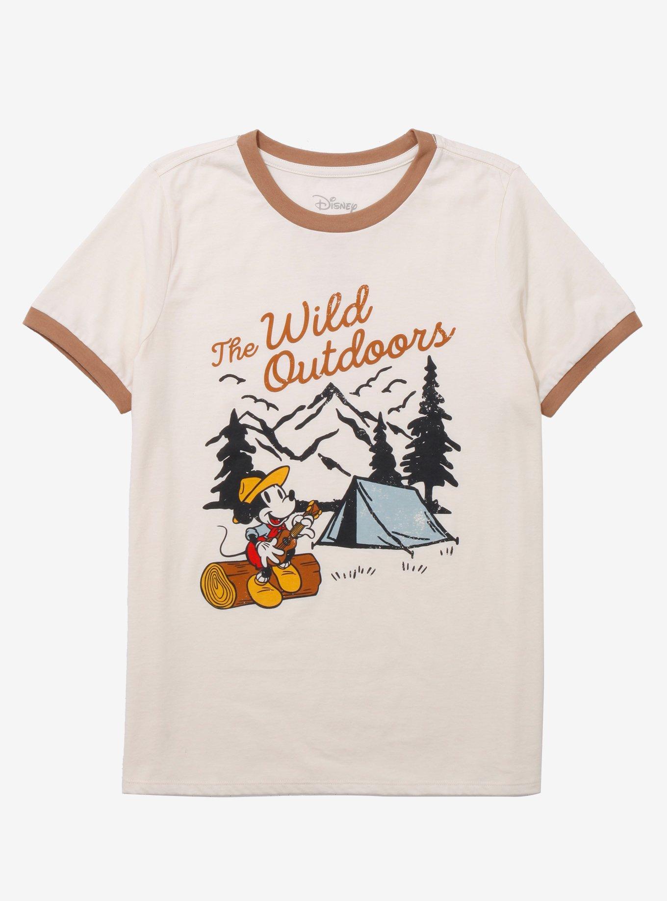 Disney Mickey Mouse Wild Outdoors Women&rsquo;s Ringer T-Shirt - BoxLunch Exclusive, CREAM, hi-res