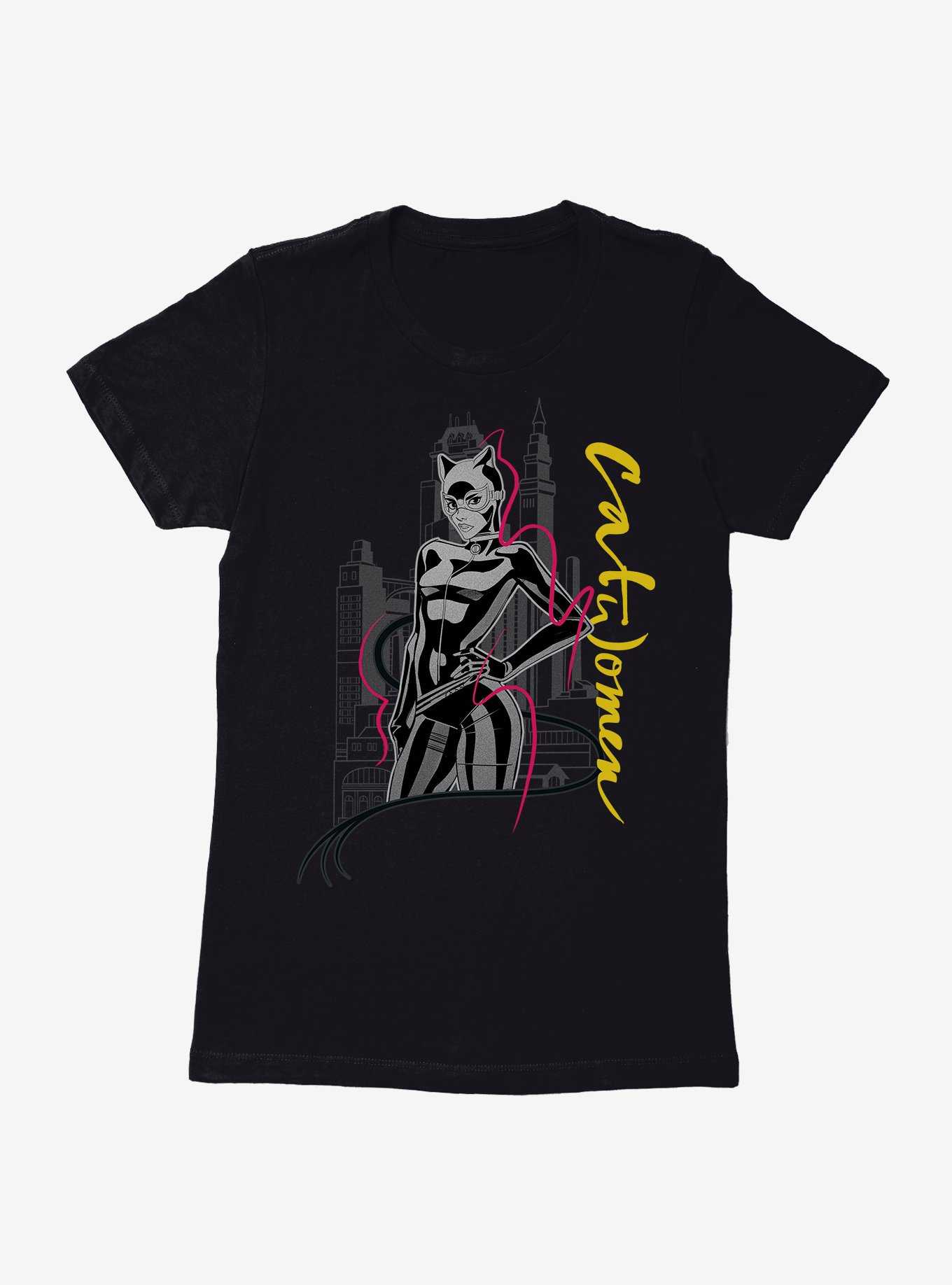 DC Comics Catwoman Yellow Lettering Womens T-Shirt, , hi-res