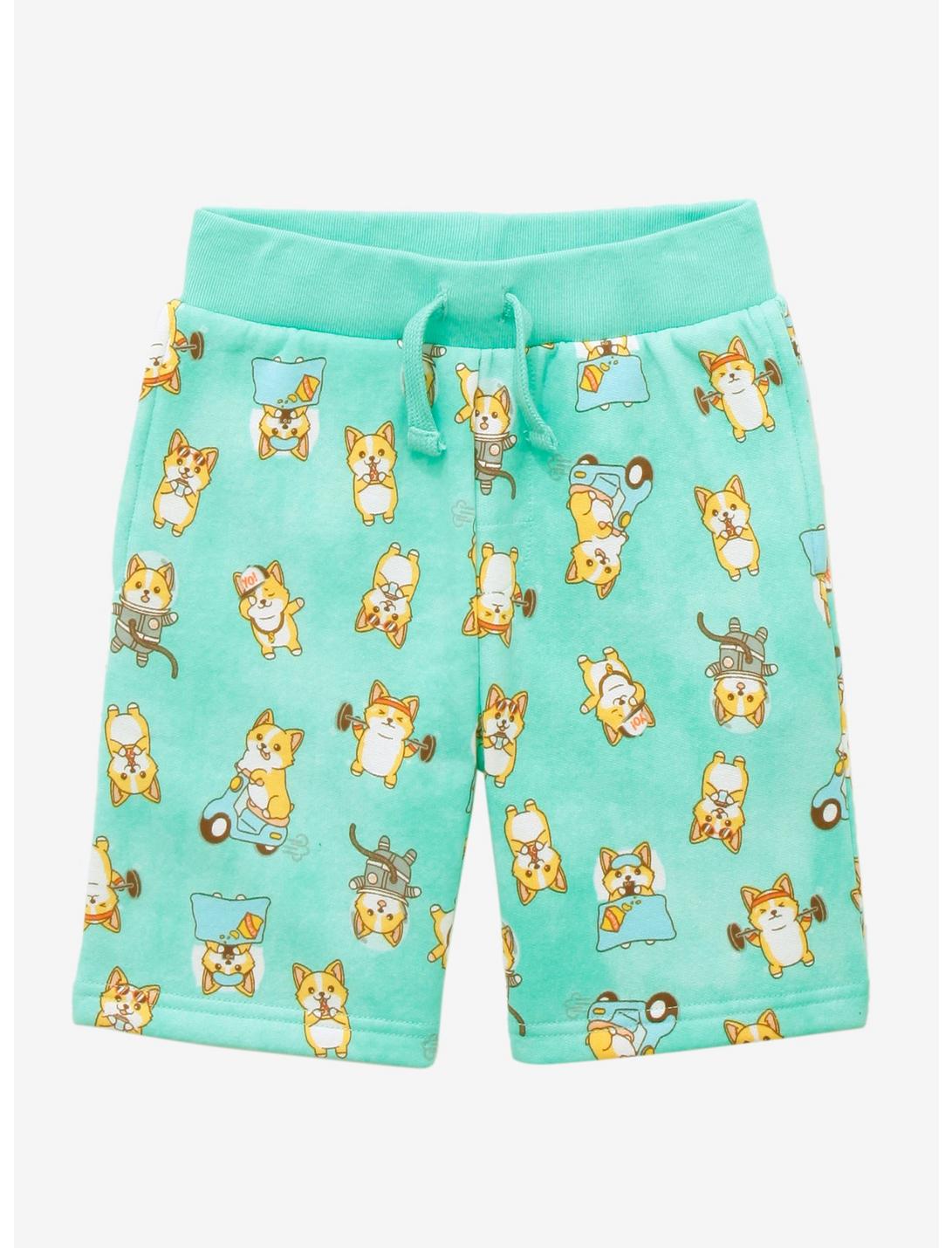 Corgis Doin' Things Toddler Shorts - BoxLunch Exclusive - BoxLunch Exclusive, LIGHT GREEN, hi-res