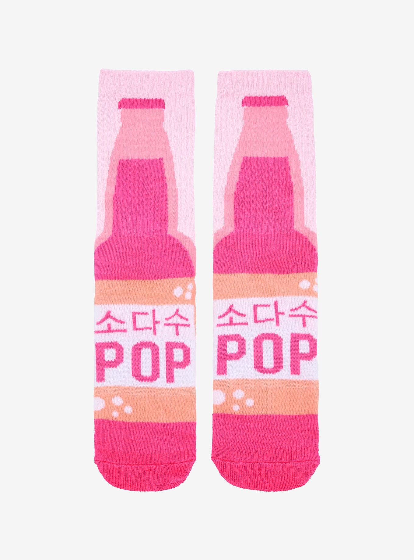 Soda Pop Pink Crew Socks, , hi-res