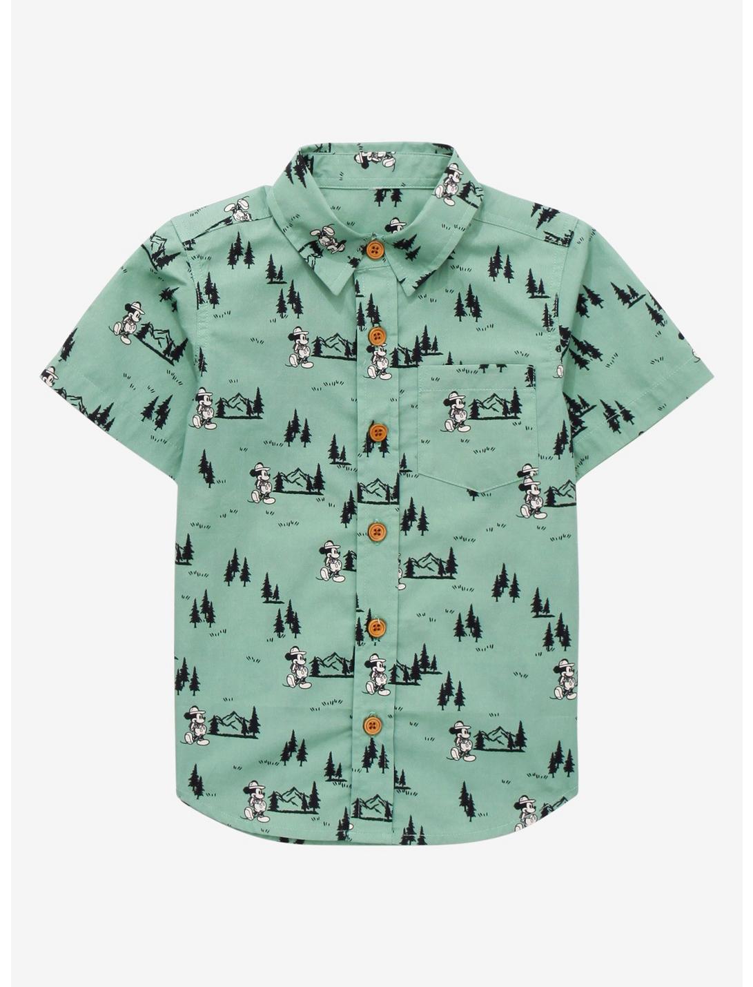 Our Universe Disney Mickey Mouse The Wild Outdoors Toddler Woven Button-Up - BoxLunch Exclusive, SAGE, hi-res