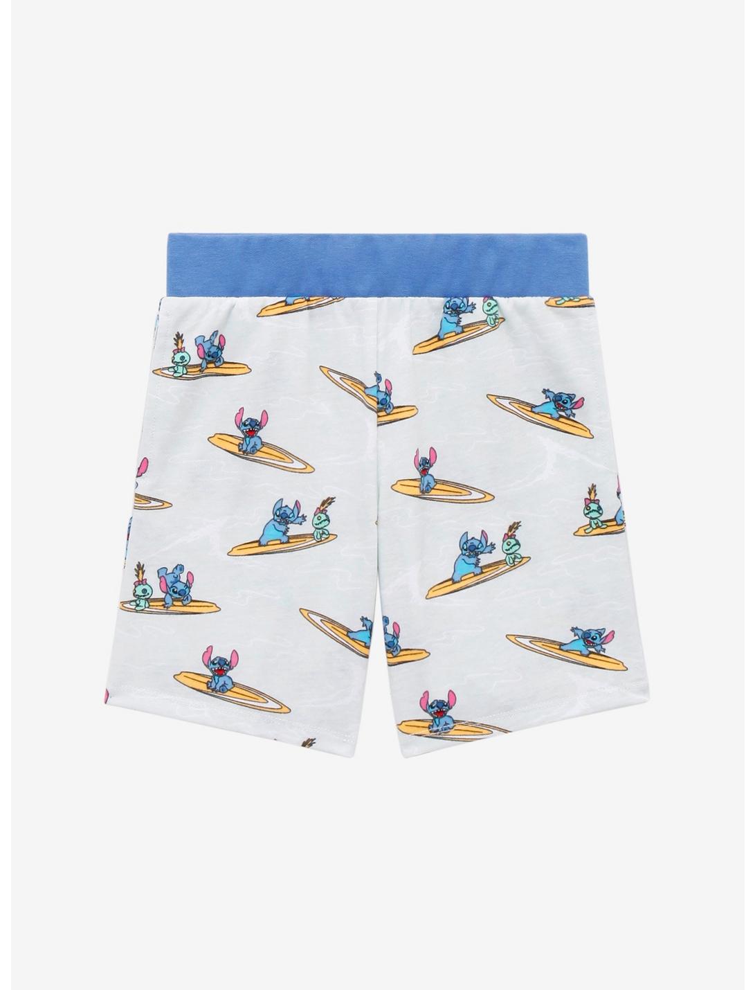 Disney Lilo & Stitch Surfing with Stitch & Scrump Toddler Shorts - BoxLunch Exclusive, LIGHT BLUE, hi-res