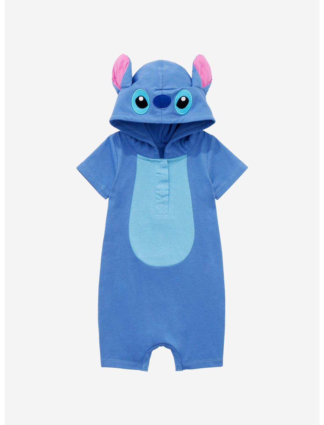 Disney Lilo & Stitch Stitch Ears Hooded Infant One-Piece - BoxLunch Exclusive, LIGHT BLUE, hi-res