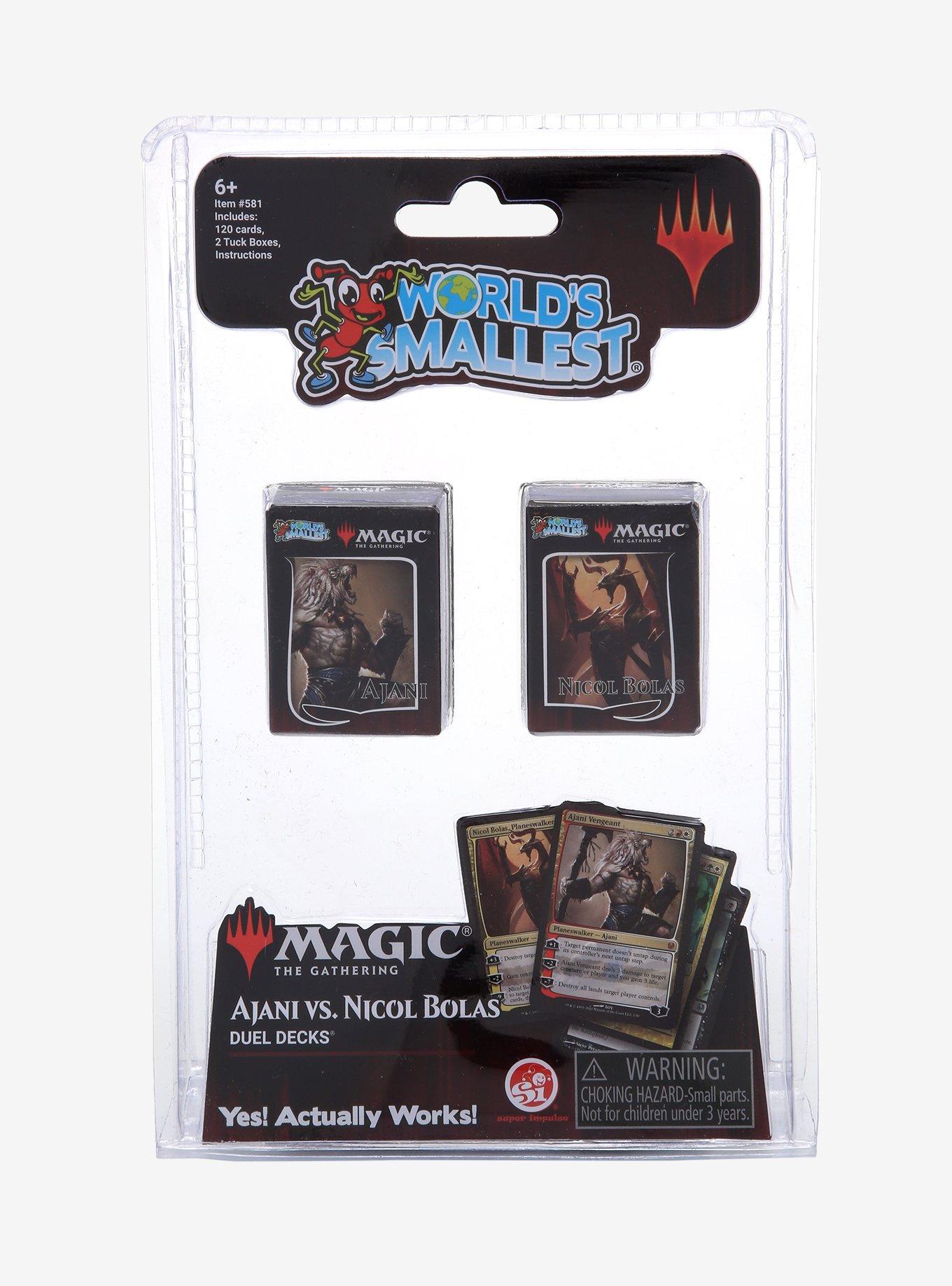 mini mtg cards World's Smallest Magic: The Gathering Exclusive Collector Set Featuring Ajani VS. Nicol Bolas and Heroes VS. Monsters Duel Decks : Toys & Games The Magic Librarities