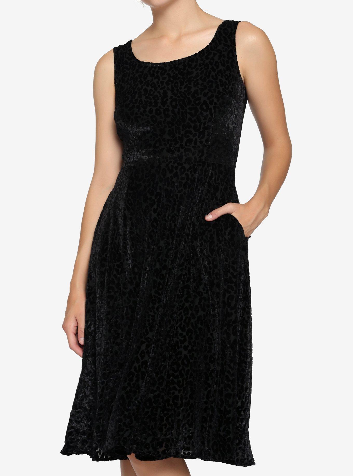 Black Leopard Velvet Dress, BLACK, hi-res